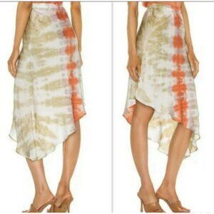 Young, Fabulous & Broke Skirt S Viscose Asymmetric Hem Marguax Orange Y2K